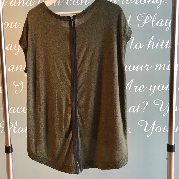 MATTY M OLIVE KNIT BACK ZIP TOP - Picture 3 of 3